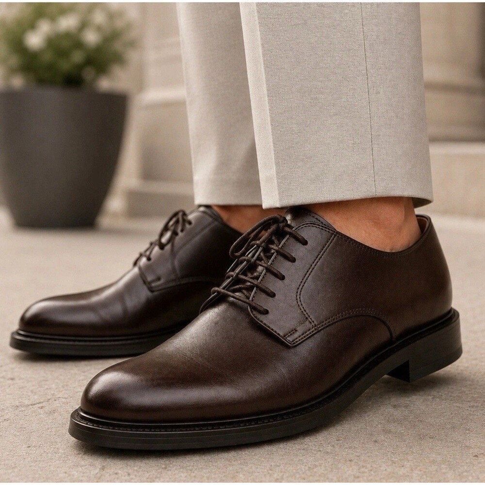 J Crew Ludlow Mens 9 Dark Brown Leather Derby Shoes Old Money Preppy Euro Summer